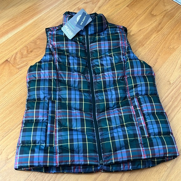 Land's End HyperDry Tartan Plaid Down Puffer Vest Size Medium NWT - Picture 1 of 6